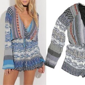 Love Riche Bohemian Pattern Long Sleeve Romper NWOT